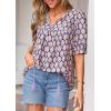 image:imagePRETTYGARDEN Womens Summer Boho Tops 2026 Tie Front V Neck Print Loose Fit Short Sleeve Peasant Blouses Vacation OutfitsPurple