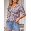 image:imagePRETTYGARDEN Womens Summer Boho Tops 2026 Tie Front V Neck Print Loose Fit Short Sleeve Peasant Blouses Vacation OutfitsPurple
