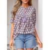image:imagePRETTYGARDEN Womens Summer Boho Tops 2026 Tie Front V Neck Print Loose Fit Short Sleeve Peasant Blouses Vacation OutfitsPurple