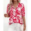 image:imagePRETTYGARDEN Womens Summer Boho Tops 2026 Tie Front V Neck Print Loose Fit Short Sleeve Peasant Blouses Vacation OutfitsRed Flower