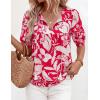 image:imagePRETTYGARDEN Womens Summer Boho Tops 2026 Tie Front V Neck Print Loose Fit Short Sleeve Peasant Blouses Vacation OutfitsRed Flower