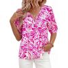 image:imagePRETTYGARDEN Womens Summer Boho Tops 2026 Tie Front V Neck Print Loose Fit Short Sleeve Peasant Blouses Vacation OutfitsRose Red Flower