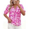 image:imagePRETTYGARDEN Womens Summer Boho Tops 2026 Tie Front V Neck Print Loose Fit Short Sleeve Peasant Blouses Vacation OutfitsRose Red Flower