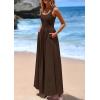 image:imagePRETTYGARDEN Womens Summer Casual Scoop Neck Sleeveless Long Dresses Tank Top Patchwork Aline Swing Maxi Dress with PocketsDark Coffee