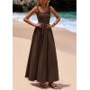 image:imagePRETTYGARDEN Womens Summer Casual Scoop Neck Sleeveless Long Dresses Tank Top Patchwork Aline Swing Maxi Dress with PocketsDark Coffee