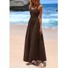 image:imagePRETTYGARDEN Womens Summer Casual Scoop Neck Sleeveless Long Dresses Tank Top Patchwork Aline Swing Maxi Dress with PocketsDark Coffee