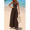 image:imagePRETTYGARDEN Womens Summer Casual Scoop Neck Sleeveless Long Dresses Tank Top Patchwork Aline Swing Maxi Dress with PocketsDark Coffee
