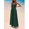 image:imagePRETTYGARDEN Womens Summer Casual Scoop Neck Sleeveless Long Dresses Tank Top Patchwork Aline Swing Maxi Dress with PocketsDark Green
