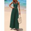 image:imagePRETTYGARDEN Womens Summer Casual Scoop Neck Sleeveless Long Dresses Tank Top Patchwork Aline Swing Maxi Dress with PocketsDark Green