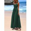 image:imagePRETTYGARDEN Womens Summer Casual Scoop Neck Sleeveless Long Dresses Tank Top Patchwork Aline Swing Maxi Dress with PocketsDark Green