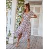 image:imagePRETTYGARDEN Womens Summer Floral Boho Maxi Dress Short Sleeve Wrap V Neck Ruffle Long Flowy Beach Wedding Guest DressesApricot Floral