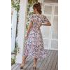 image:imagePRETTYGARDEN Womens Summer Floral Boho Maxi Dress Short Sleeve Wrap V Neck Ruffle Long Flowy Beach Wedding Guest DressesApricot Floral