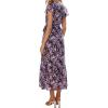 image:imagePRETTYGARDEN Womens Summer Floral Boho Maxi Dress Short Sleeve Wrap V Neck Ruffle Long Flowy Beach Wedding Guest DressesBlack Purple Floral
