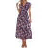 image:imagePRETTYGARDEN Womens Summer Floral Boho Maxi Dress Short Sleeve Wrap V Neck Ruffle Long Flowy Beach Wedding Guest DressesBlack Purple Floral