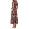 image:imagePRETTYGARDEN Womens Summer Floral Boho Maxi Dress Short Sleeve Wrap V Neck Ruffle Long Flowy Beach Wedding Guest DressesBlack Red Floral