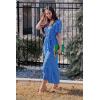 image:imagePRETTYGARDEN Womens Summer Floral Boho Maxi Dress Short Sleeve Wrap V Neck Ruffle Long Flowy Beach Wedding Guest DressesBlue Floral