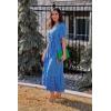 image:imagePRETTYGARDEN Womens Summer Floral Boho Maxi Dress Short Sleeve Wrap V Neck Ruffle Long Flowy Beach Wedding Guest DressesBlue Floral