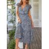 image:imagePRETTYGARDEN Womens Summer Floral Boho Maxi Dress Short Sleeve Wrap V Neck Ruffle Long Flowy Beach Wedding Guest DressesBlue01