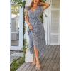 image:imagePRETTYGARDEN Womens Summer Floral Boho Maxi Dress Short Sleeve Wrap V Neck Ruffle Long Flowy Beach Wedding Guest DressesBlue01