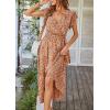 image:imagePRETTYGARDEN Womens Summer Floral Boho Maxi Dress Short Sleeve Wrap V Neck Ruffle Long Flowy Beach Wedding Guest DressesCoffee
