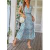 image:imagePRETTYGARDEN Womens Summer Floral Boho Maxi Dress Short Sleeve Wrap V Neck Ruffle Long Flowy Beach Wedding Guest DressesDark Blue