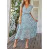 image:imagePRETTYGARDEN Womens Summer Floral Boho Maxi Dress Short Sleeve Wrap V Neck Ruffle Long Flowy Beach Wedding Guest DressesDark Blue