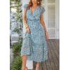 image:imagePRETTYGARDEN Womens Summer Floral Boho Maxi Dress Short Sleeve Wrap V Neck Ruffle Long Flowy Beach Wedding Guest DressesDark Blue