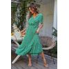 image:imagePRETTYGARDEN Womens Summer Floral Boho Maxi Dress Short Sleeve Wrap V Neck Ruffle Long Flowy Beach Wedding Guest DressesGreen Floral