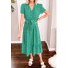 image:imagePRETTYGARDEN Womens Summer Floral Boho Maxi Dress Short Sleeve Wrap V Neck Ruffle Long Flowy Beach Wedding Guest DressesGreen Floral