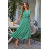 image:imagePRETTYGARDEN Womens Summer Floral Boho Maxi Dress Short Sleeve Wrap V Neck Ruffle Long Flowy Beach Wedding Guest DressesGreen Floral