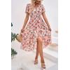 image:imagePRETTYGARDEN Womens Summer Floral Boho Maxi Dress Short Sleeve Wrap V Neck Ruffle Long Flowy Beach Wedding Guest DressesGreen Pink Floral