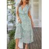 image:imagePRETTYGARDEN Womens Summer Floral Boho Maxi Dress Short Sleeve Wrap V Neck Ruffle Long Flowy Beach Wedding Guest DressesGreen01