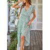 image:imagePRETTYGARDEN Womens Summer Floral Boho Maxi Dress Short Sleeve Wrap V Neck Ruffle Long Flowy Beach Wedding Guest DressesGreen01