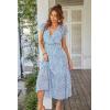image:imagePRETTYGARDEN Womens Summer Floral Boho Maxi Dress Short Sleeve Wrap V Neck Ruffle Long Flowy Beach Wedding Guest DressesLight Blue