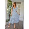 image:imagePRETTYGARDEN Womens Summer Floral Boho Maxi Dress Short Sleeve Wrap V Neck Ruffle Long Flowy Beach Wedding Guest DressesLight Blue