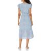 image:imagePRETTYGARDEN Womens Summer Floral Boho Maxi Dress Short Sleeve Wrap V Neck Ruffle Long Flowy Beach Wedding Guest DressesLight Blue