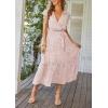 image:imagePRETTYGARDEN Womens Summer Floral Boho Maxi Dress Short Sleeve Wrap V Neck Ruffle Long Flowy Beach Wedding Guest DressesPink