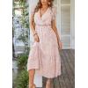 image:imagePRETTYGARDEN Womens Summer Floral Boho Maxi Dress Short Sleeve Wrap V Neck Ruffle Long Flowy Beach Wedding Guest DressesPink