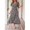 image:imagePRETTYGARDEN Womens Summer Floral Boho Maxi Dress Short Sleeve Wrap V Neck Ruffle Long Flowy Beach Wedding Guest DressesPrint Black