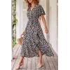 image:imagePRETTYGARDEN Womens Summer Floral Boho Maxi Dress Short Sleeve Wrap V Neck Ruffle Long Flowy Beach Wedding Guest DressesPrint Black