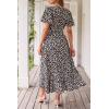 image:imagePRETTYGARDEN Womens Summer Floral Boho Maxi Dress Short Sleeve Wrap V Neck Ruffle Long Flowy Beach Wedding Guest DressesPrint Black