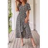 image:imagePRETTYGARDEN Womens Summer Floral Boho Maxi Dress Short Sleeve Wrap V Neck Ruffle Long Flowy Beach Wedding Guest DressesPrint Black