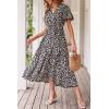 image:imagePRETTYGARDEN Womens Summer Floral Boho Maxi Dress Short Sleeve Wrap V Neck Ruffle Long Flowy Beach Wedding Guest DressesPrint Black