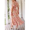 image:imagePRETTYGARDEN Womens Summer Floral Boho Maxi Dress Short Sleeve Wrap V Neck Ruffle Long Flowy Beach Wedding Guest DressesPrint White Pink