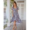 image:imagePRETTYGARDEN Womens Summer Floral Boho Maxi Dress Short Sleeve Wrap V Neck Ruffle Long Flowy Beach Wedding Guest DressesPurple Floral