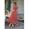 image:imagePRETTYGARDEN Womens Summer Floral Boho Maxi Dress Short Sleeve Wrap V Neck Ruffle Long Flowy Beach Wedding Guest DressesRed Floral