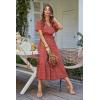 image:imagePRETTYGARDEN Womens Summer Floral Boho Maxi Dress Short Sleeve Wrap V Neck Ruffle Long Flowy Beach Wedding Guest DressesRed Floral