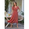 image:imagePRETTYGARDEN Womens Summer Floral Boho Maxi Dress Short Sleeve Wrap V Neck Ruffle Long Flowy Beach Wedding Guest DressesRed Floral