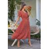 image:imagePRETTYGARDEN Womens Summer Floral Boho Maxi Dress Short Sleeve Wrap V Neck Ruffle Long Flowy Beach Wedding Guest DressesRed Floral