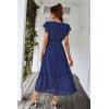 image:imagePRETTYGARDEN Womens Summer Floral Boho Maxi Dress Short Sleeve Wrap V Neck Ruffle Long Flowy Beach Wedding Guest DressesSolid Blue